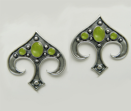 Sterling Silver Gothic Inspired Drop Dangle Earrings With Peridot